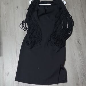 BCBGMaxAzria Black Fringe Mini Dress
